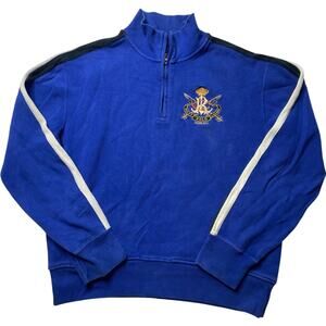 Vintage Polo Ralph Lauren Blue Embroidered 1/4 Zip Sweatshirt Size Large Cotton